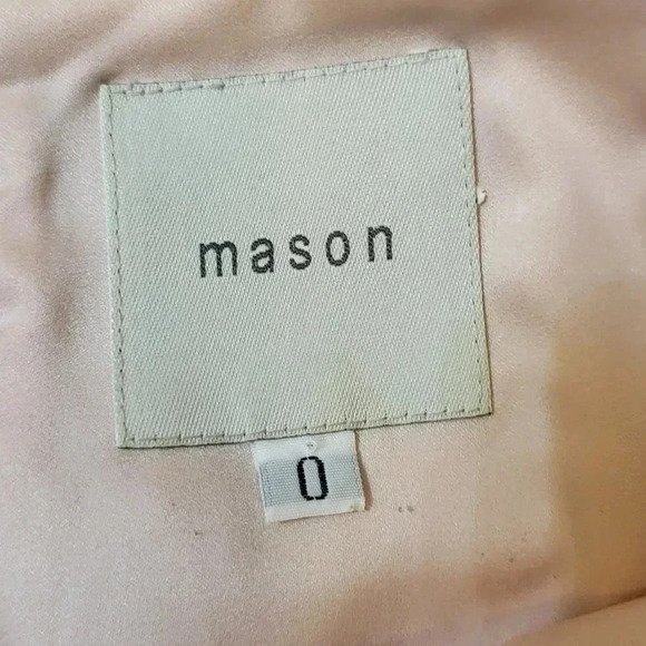 MICHELLE MASON Soft Lamb Leather Baseball Hem Mini Skirt in Blush Pink(0) - Picture 11 of 13